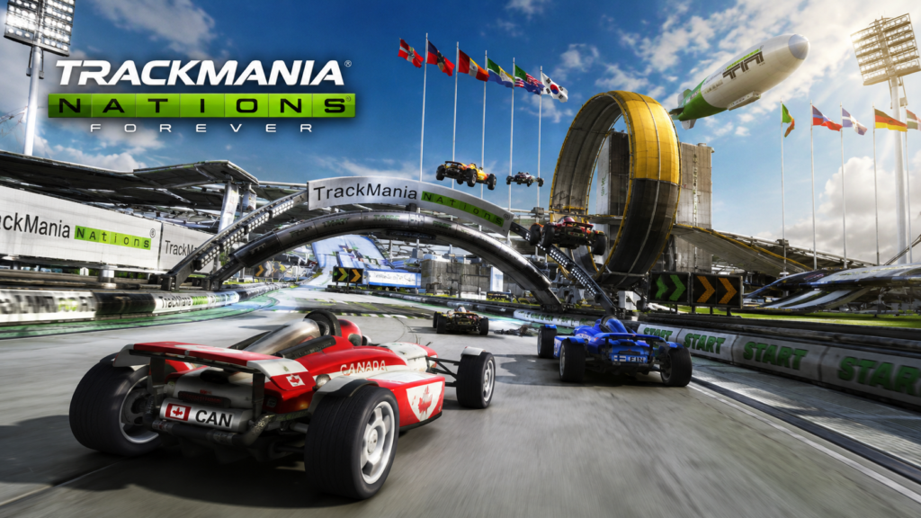 TrackMania Nations Forever multiplayer racing game on a low-end PC
